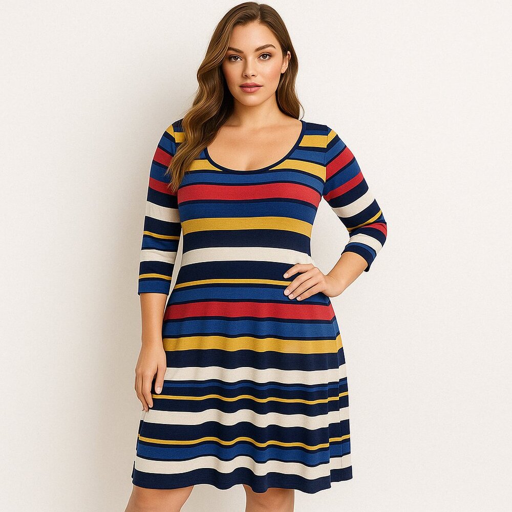 Marée Pour Toi Striped Midi Dress – Multicolor, Size S (12/14)